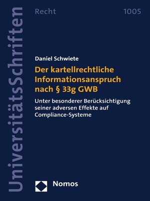 cover image of Der kartellrechtliche Informationsanspruch nach § 33g GWB